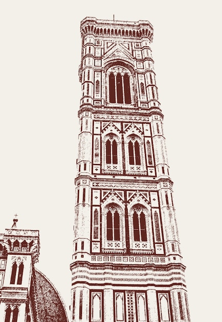 Vector giotto bell tower on the duomo square in florence