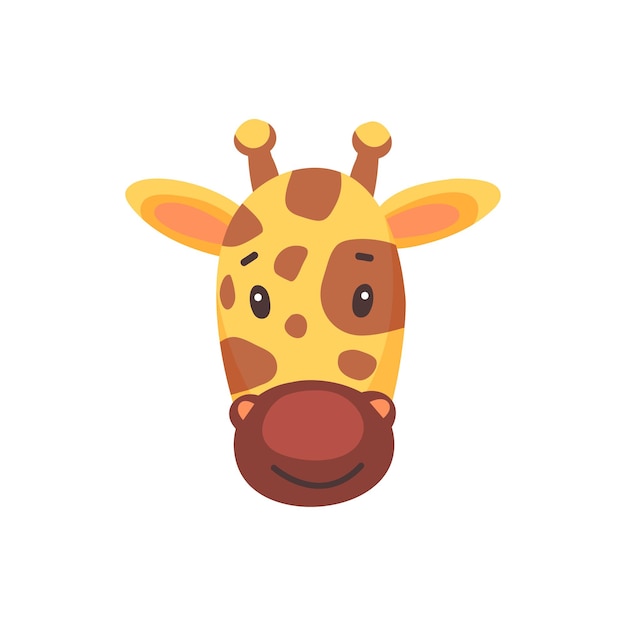 Giraf schattig dier gezicht geïsoleerd plat cartoon hoofd Vector camelopard grappig kinderachtig masker kinderen safari of jungle zoogdier avatar Leuke komische emoticon emoji ontwerp savanne herbivoor kinderachtig giraffe