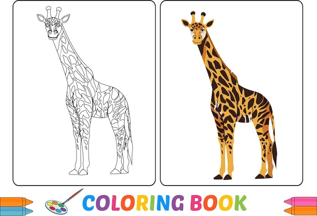 Vettore immagini da colorare animali giraffa