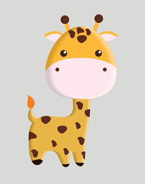 giraffe animal cute little cartoon icon