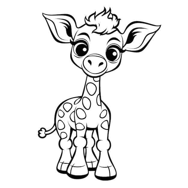 Жирафы изолированы для раскраски для детей черно-белые животные мультфильм иллюстрация