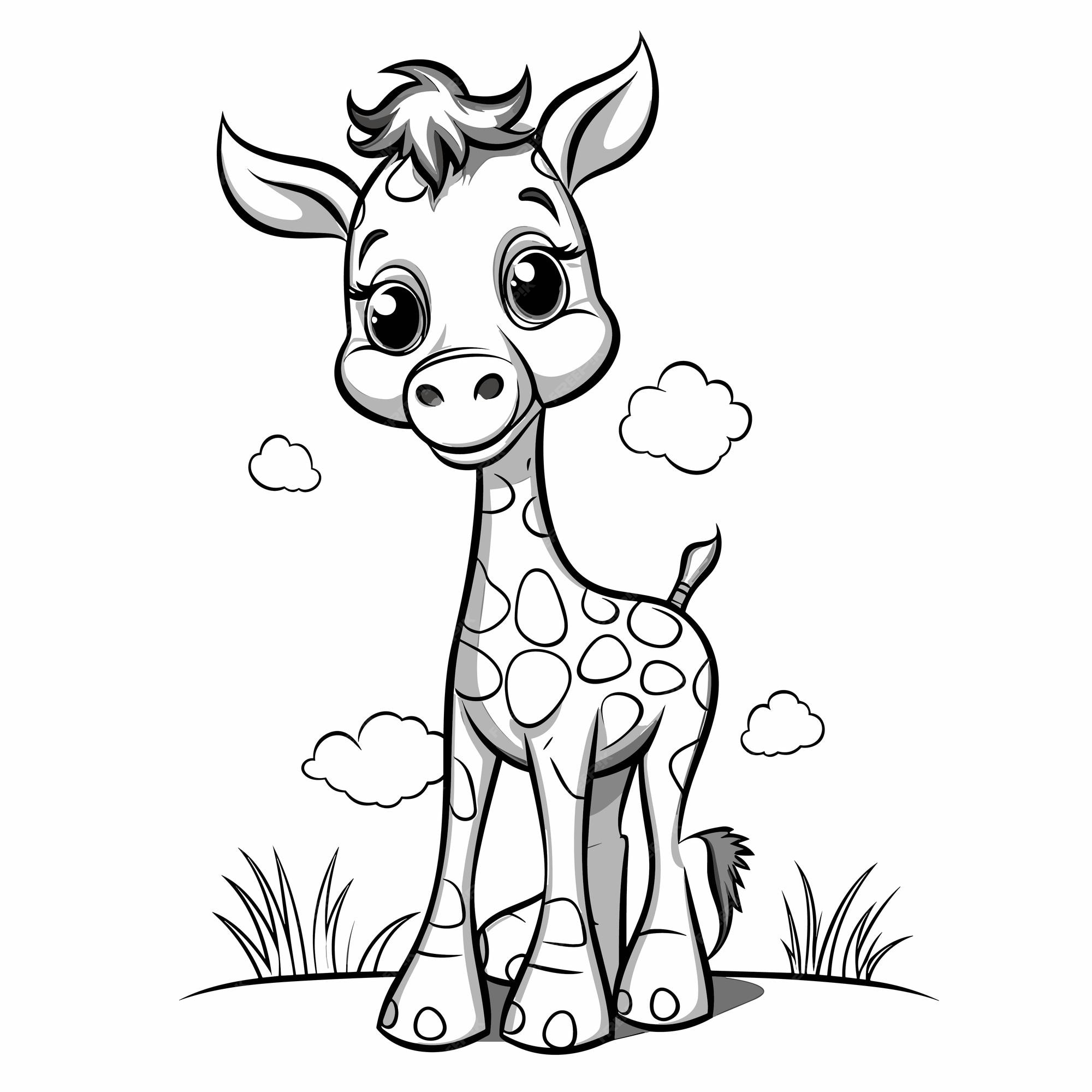 Premium Vector | Giraffe animal isolated coloring page for kids black