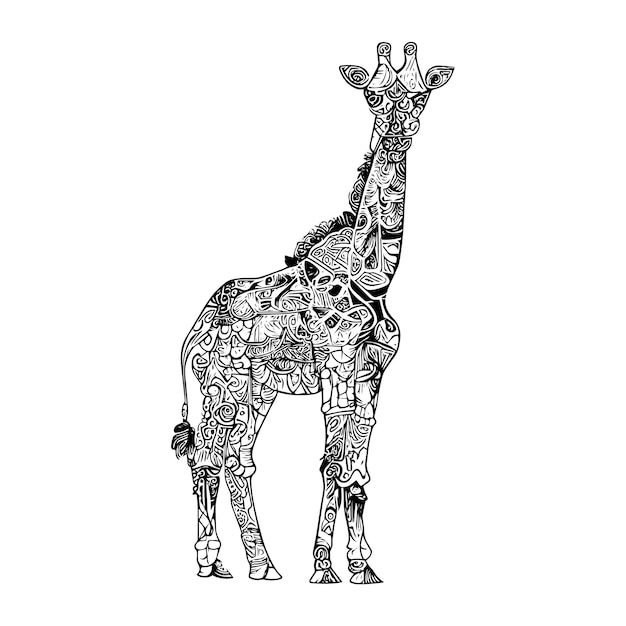 Vector giraffe animal ornaments vector art illustration