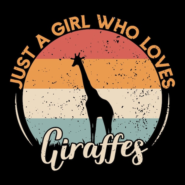 Vector giraffe animals vintage t shirt design