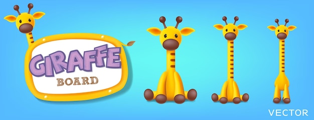 Giraffe board set giraffe schoolbord staand zittend en lang kort verschillende poses vectorillus