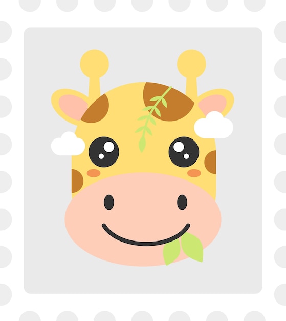 Giraffe cartoon character face illustration