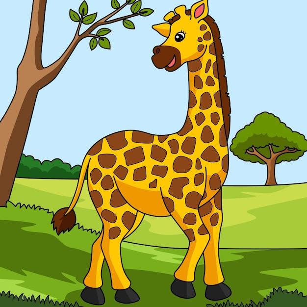 Premium Vector | Giraffe cartoon colored animal illustration