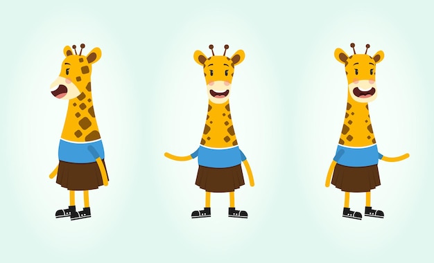 Vector giraffe cartoon schattig karakter vectorillustratie
