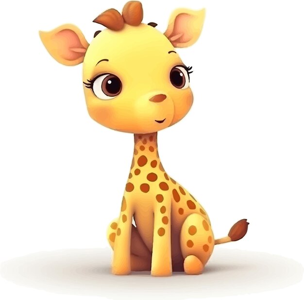 Cartone animato di giraffa su sfondo bianco bambino animale