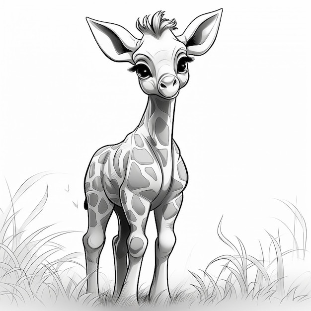 Premium Vector | Giraffe coloring for kids