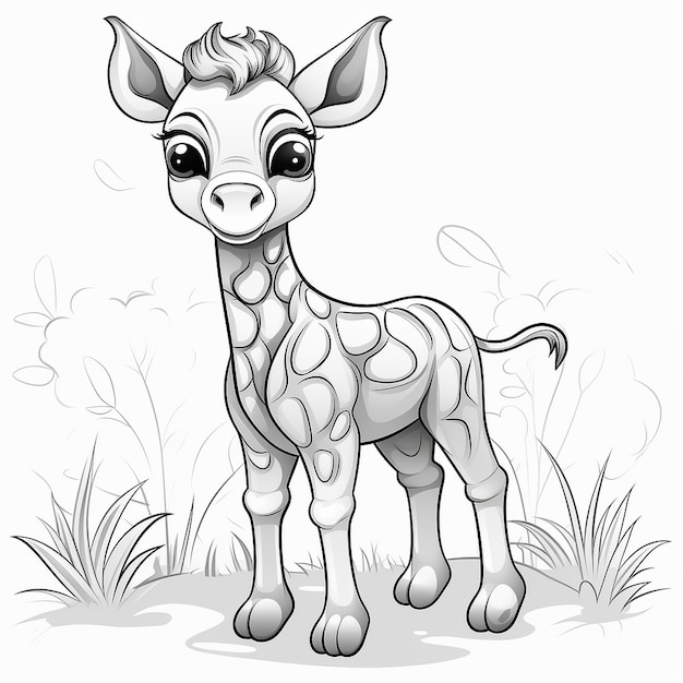 Premium Vector | Giraffe coloring for kids