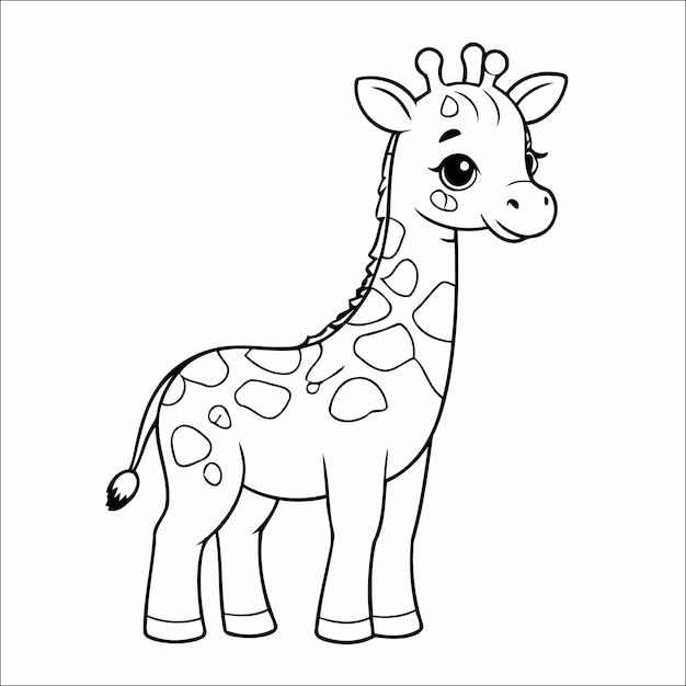 Vector giraffe coloring page drawing for kids