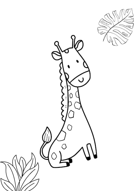 Giraffe kids coloring page vector,  Premium Vector Illustration - rawpixel