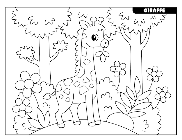 Giraffe coloring page for kids