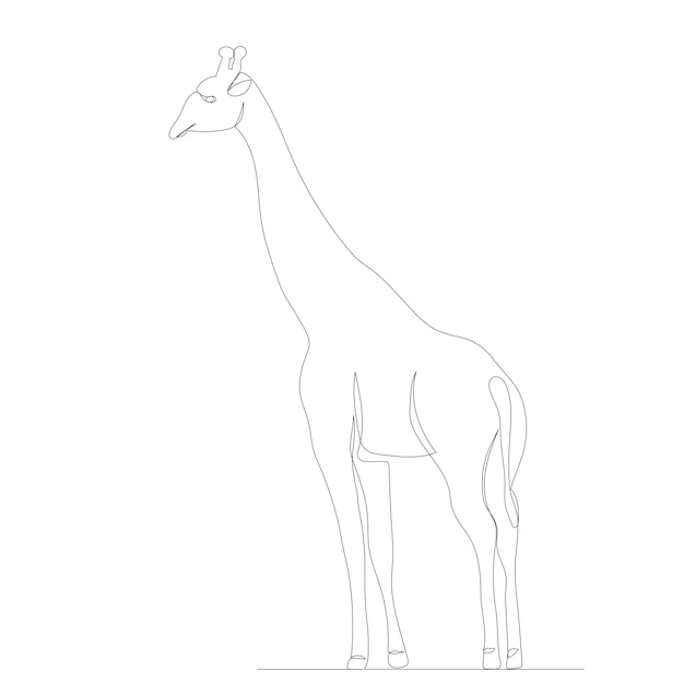 キリンの連続線画スケッチ