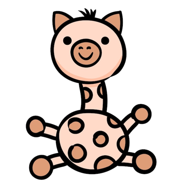 Icona del personaggio carino della giraffa illustrazione vettoriale disegnata a mano