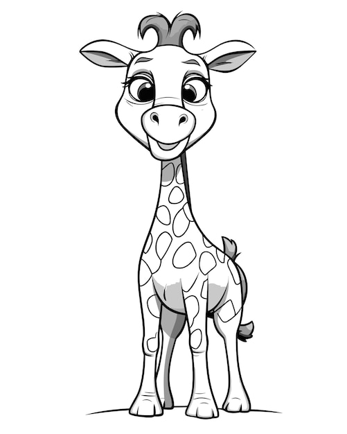 Vector giraffe dier geïsoleerd kleurplaat voor kinderen zwart-wit dieren cartoon illustratie