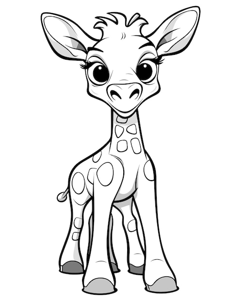Giraffe dier geïsoleerd kleurplaat voor kinderen zwart-wit dieren cartoon illustratie