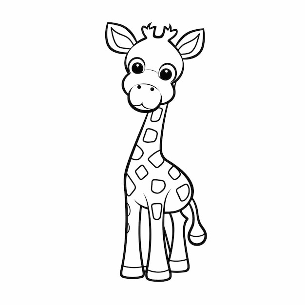 Vector giraffe dier geïsoleerd kleurplaat voor kinderen zwart-wit dieren cartoon illustratie