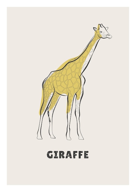 Vector giraffe drawing for children's poster or print