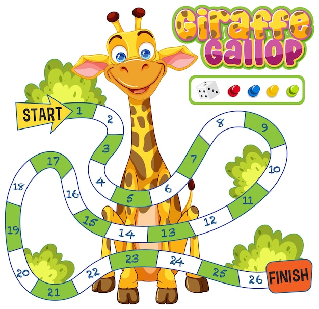 giraffe gallop board game illustration
