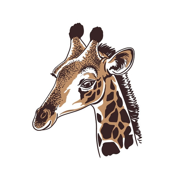 Giraffe gezicht portret hand getekend vintage stijl schets illustratie