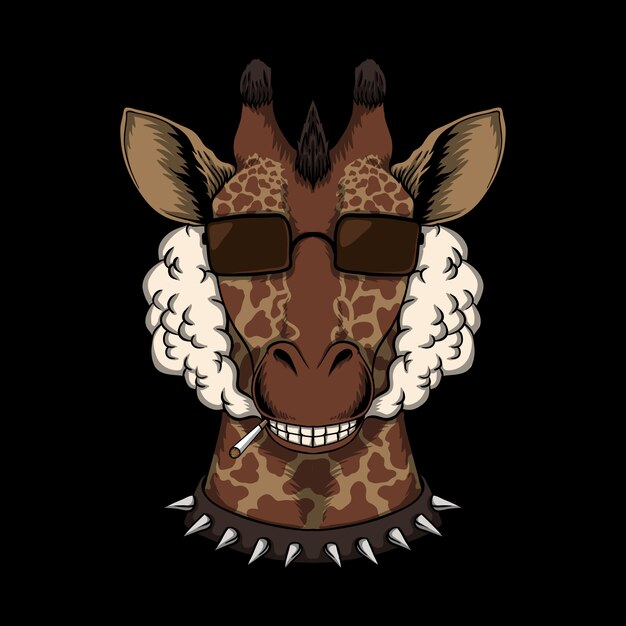 Vector giraffe head smoke illustration