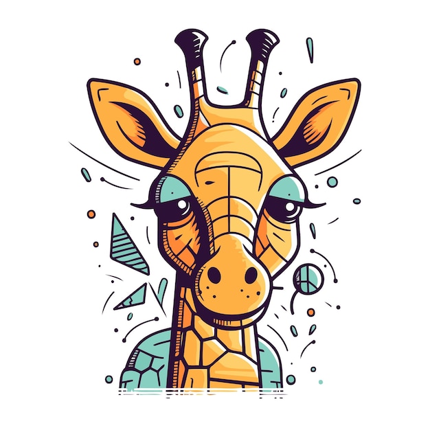 Vector giraffe head vector illustration in doodle style