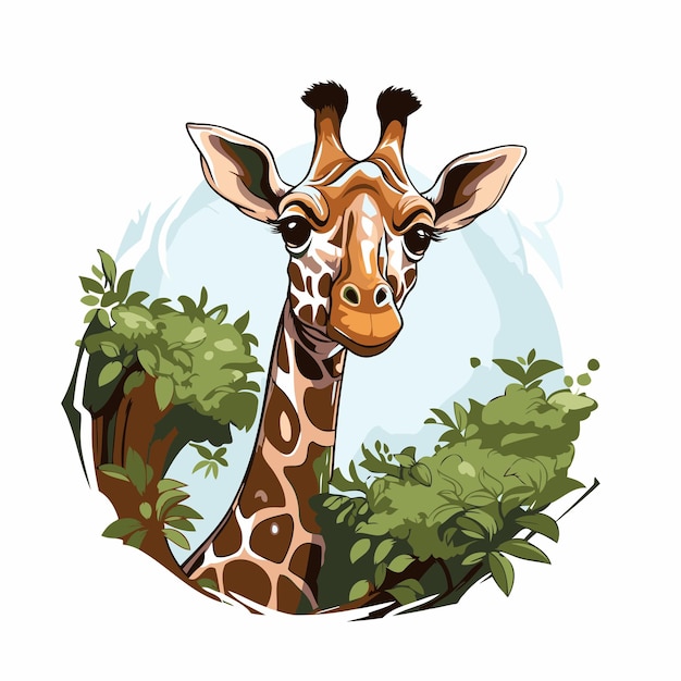 Vector giraffe hoofd in de jungle vector illustratie op witte achtergrond