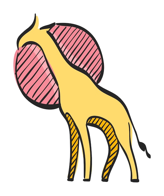 Giraffe icon in hand drawn color vector illustration