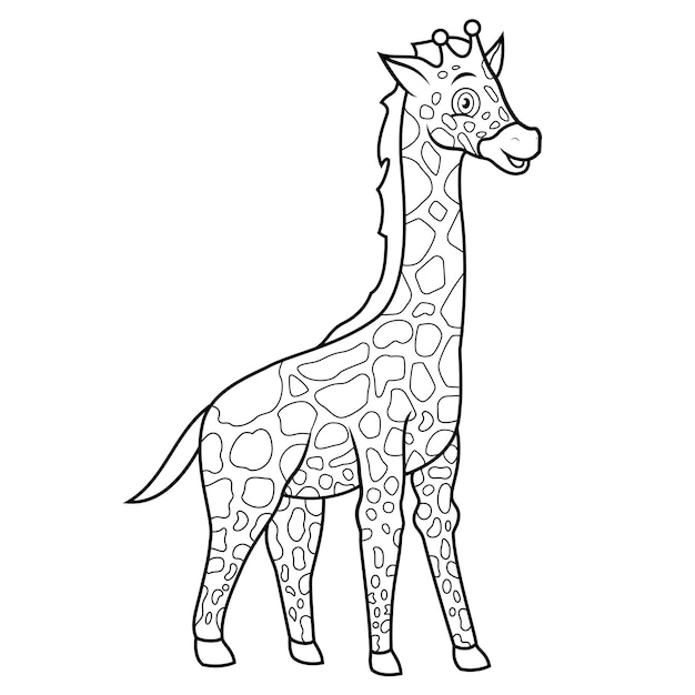 Vector a giraffe is standing in a black and white drawing.