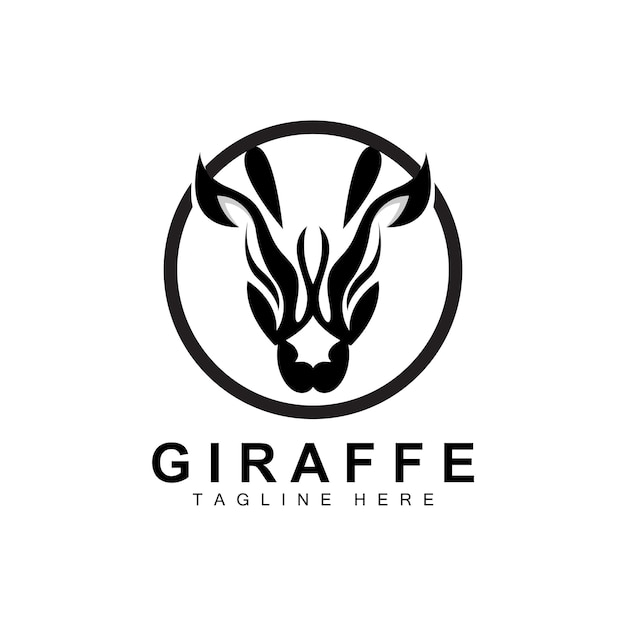 Giraffe logo design giraffe head vector silhouette high neck animal zoo illustrazione marchio del prodotto