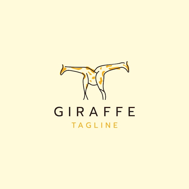 Плоский вектор шаблона логотипа жирафа