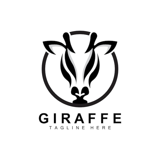 Giraffe Logo Ontwerp Giraffe Hoofd Vector Silhouet Hoge Nek Dieren Dierentuin Illustratie Product Merk