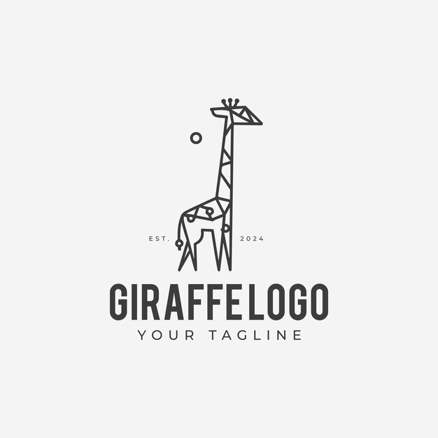 Vettore silhouette del logo della giraffa stile artistico a linea singola