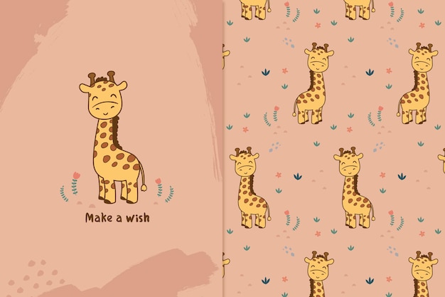 Vector giraffe make a wish pattern