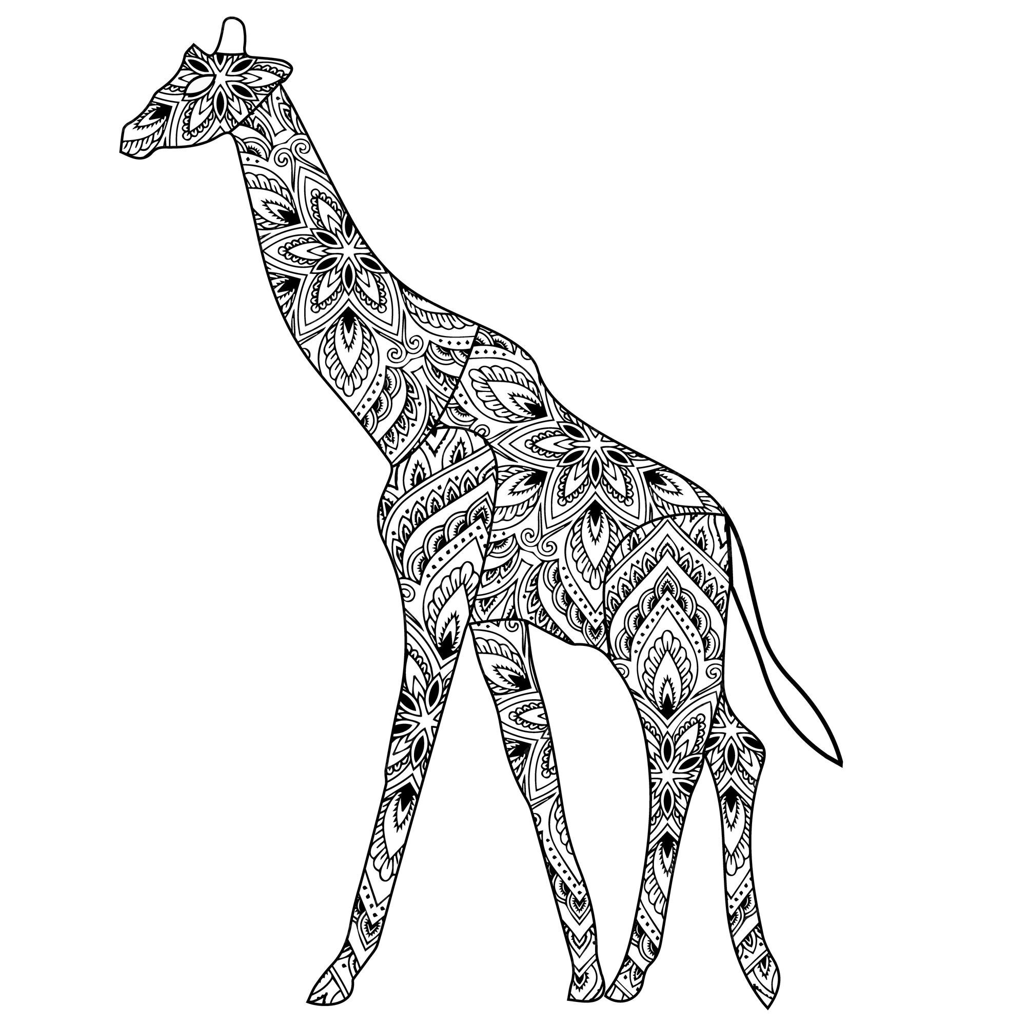 Premium Vector | Giraffe mandala coloring page for kids