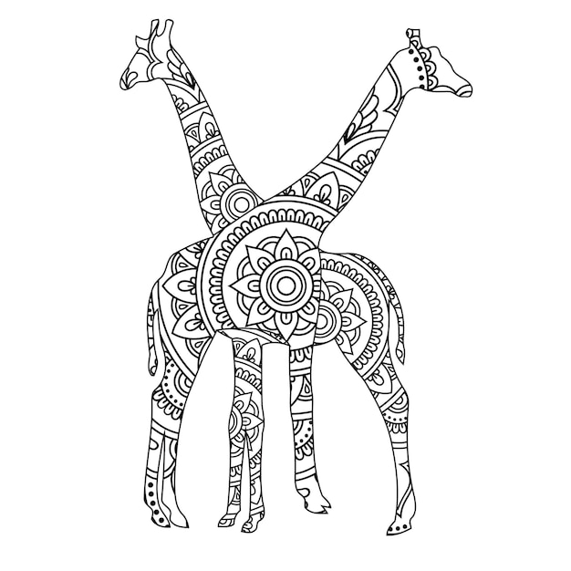 Giraffe Mandala Coloring Page for kids