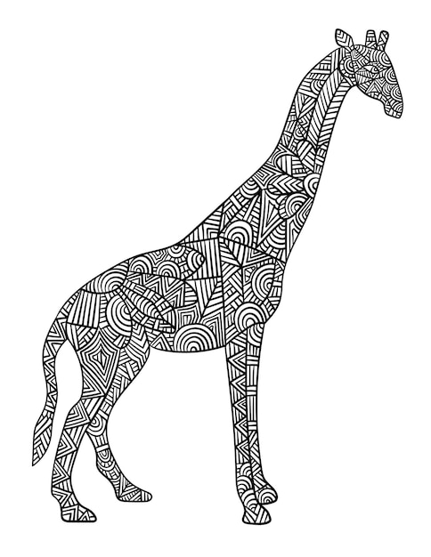 Vector giraffe mandala coloring pages for adults