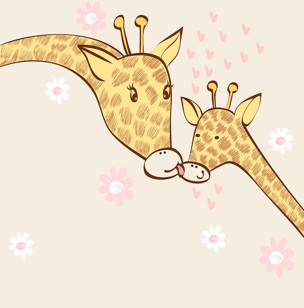 Giraffe and mom