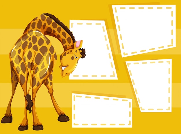 Vector giraffe on note template