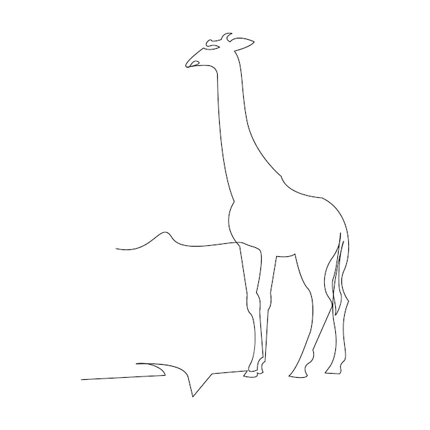 Vector giraffe one line continuous outline vector art drawing and simple minimalist design