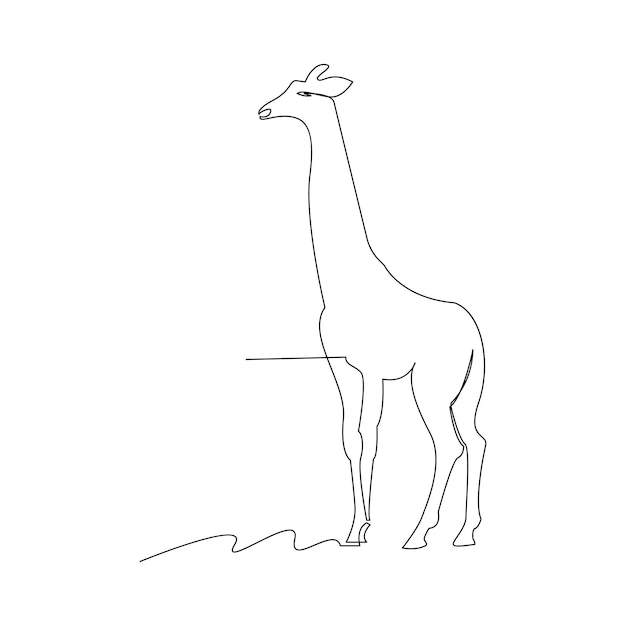 Giraffe one line continuous outline vector art drawing and simple minimalist design