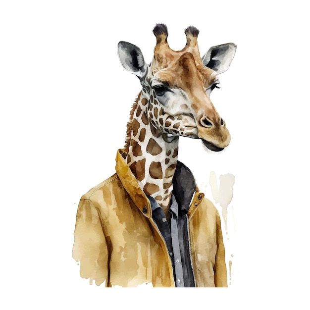 Vector giraffe pak mode-illustratie voor kledingontwerp leuk karakterontwerp gelukkig mooie achtergrond