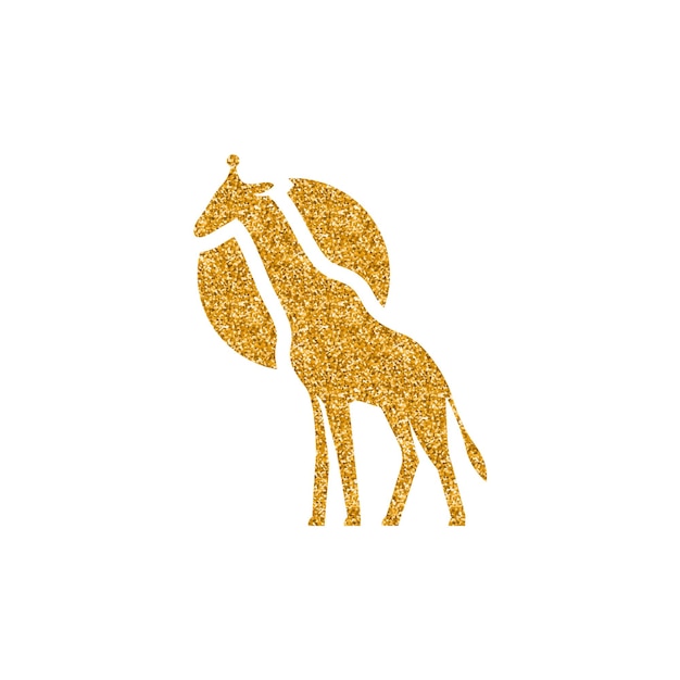 Giraffe pictogram goud glitter textuur vectorillustratie