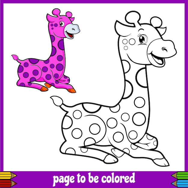 Vettore cartone animato giraffa viola 1