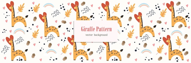 Giraffe seamless pattern background in forest