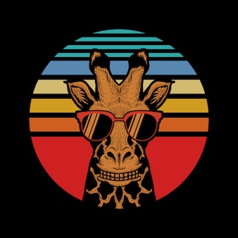 Illustrazione vettoriale di tramonto della giraffa