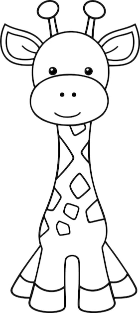Vector giraffe vector illustration black and white outline giraffe coloring book or page for children