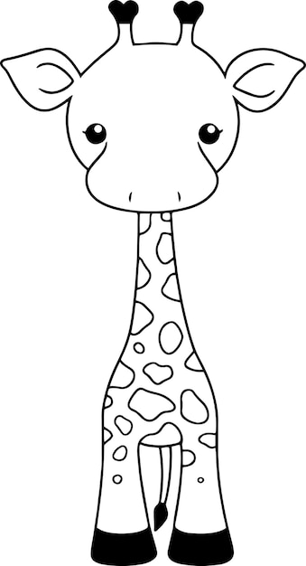 Illustrazione vettoriale della giraffa contorno bianco e nero giraffa libro da colorare o pagina per bambini